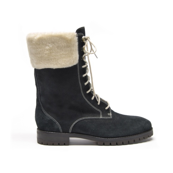 COLE HAAN & NIKE AIR Suede Boots Faux Fur Trim - Picture 1 of 10